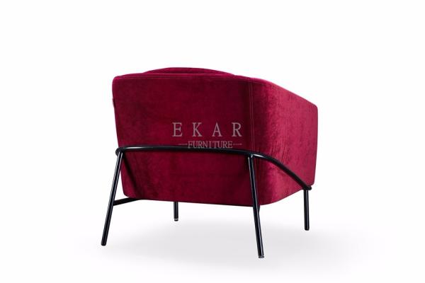 Upholstered Maroon Velvet Arm Modern Design Leisure Chair Waiting Chair