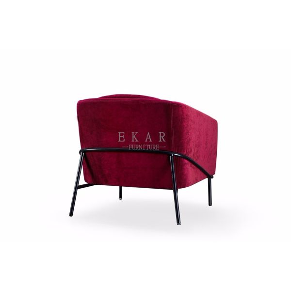 Upholstered Maroon Velvet Arm Modern Design Leisure Chair Waiting Chair