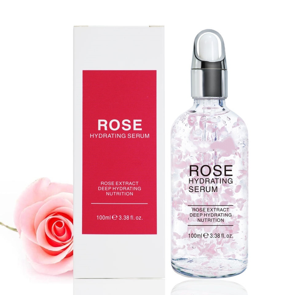 OEM ODM brand organic rose petals hyaluronic acid liquid facial essence for skin care, whitening and anti-aging