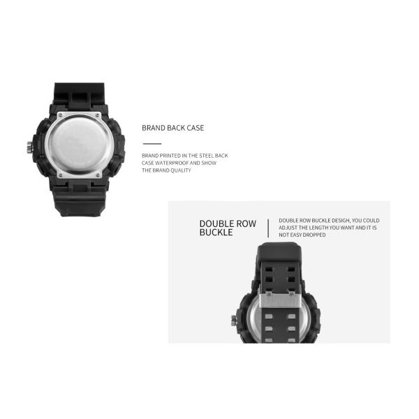 Dual Time Digital Sports Wrist Watches , Classic Sport Watches Plastic Case