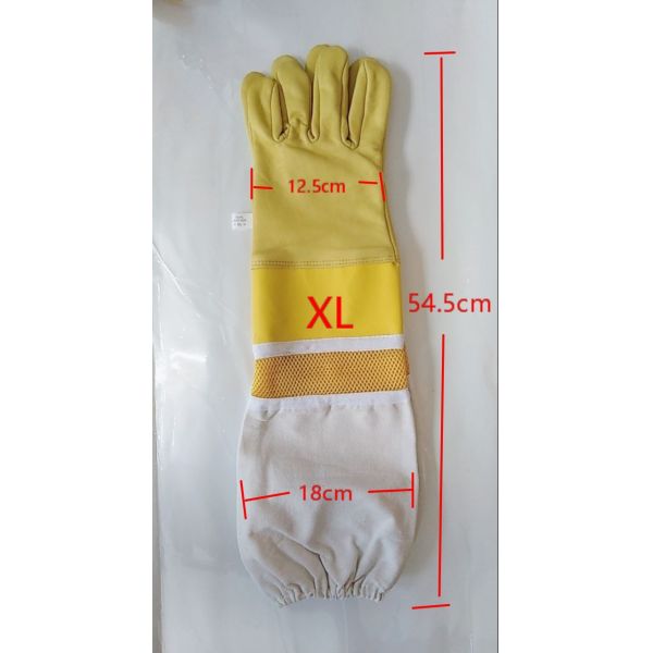 Goat Skin Bee Gloves Leather wrist protector Half Ventilated canvas cuff for Beekeeping