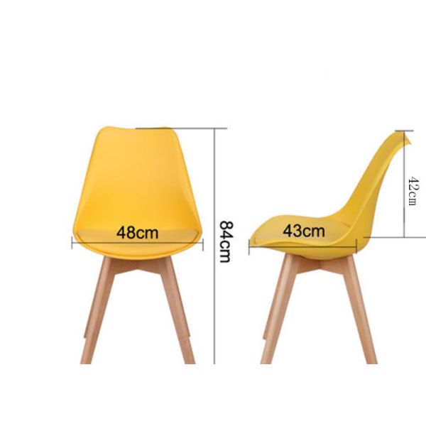 Floor Protection Red Eames Chair , Thickened Beech Leg Simple Wooden Dining Chairs