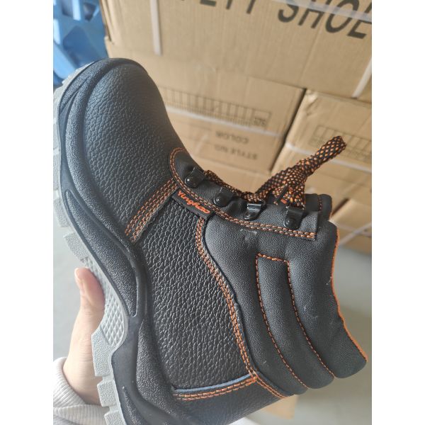 Premium Cow Leather Safety Shoes with Steel Toe & Steel Midsole, PU Outsole Industrial Work Boots For Construction Workers