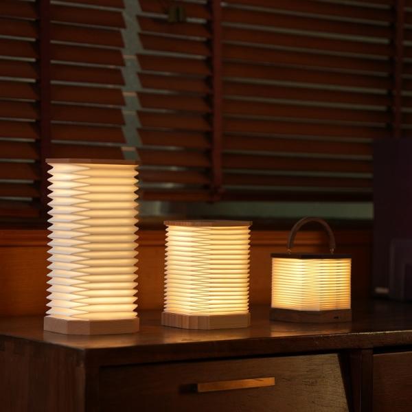 ODM Gingko Smart Accordion Floor Lamp Wooden LED Reading Light For Bedroom