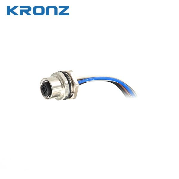 M12 5 Pin Aviation Connector Socket Flange Welded Waterproof IP67 Connector