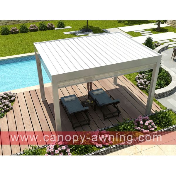 outdoor Aluminum alu Motorized Opening louver shutter Roof Pergola gazebo pavilion canopy awning shelter for backyard