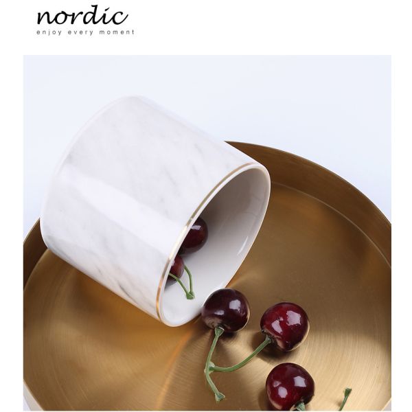 Luxury Home Scented Candles Ceramic Marble Wooden Wick Candle Jars With Metal Lids