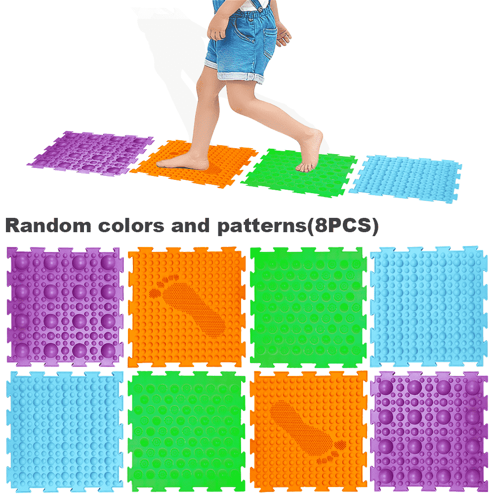 Tactile finger pressure foot massage sensory integration training multicolored silicone puzzle floor mats for kids adults