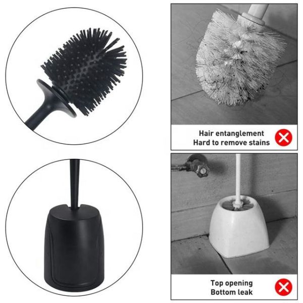 Eco Friendly 53*12.6cm Silicone Toilet Bowl Brush Round Flex Bathroom Magic