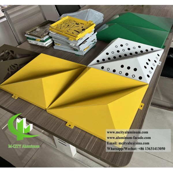 Powder Coated 3D Aluminum Facade Panel with Customizable RAL Colors and Laser Cut Patterns