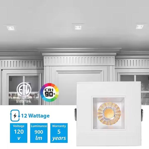 Ultra Thin 4 Inch LED Recessed Lighting Canless IC Rated LED Downlights Square