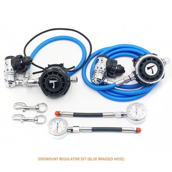 Balanced Scuba Sidemount Diving Regulator Set With Metal Pressure Gauge