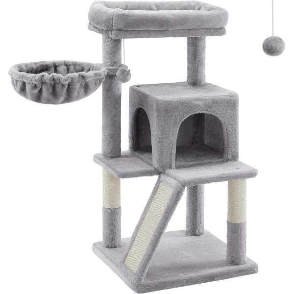 Advantageous Wood Modern Cat Sisal Scratcher with Soft Perch and Multi-Level Cat Tower
