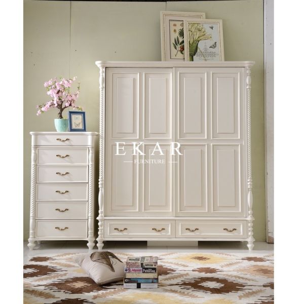 Classic White Furniture Bedroom Wooden Dressing Table