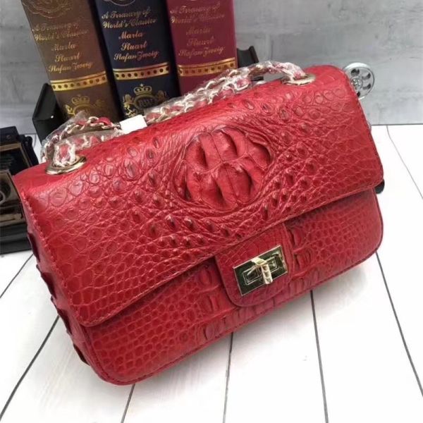 Genuine Crocodile Skin Lady Flap Purse Female Single Cross Shoulder Bag Real Alligator Leather Women's Messenger Bag