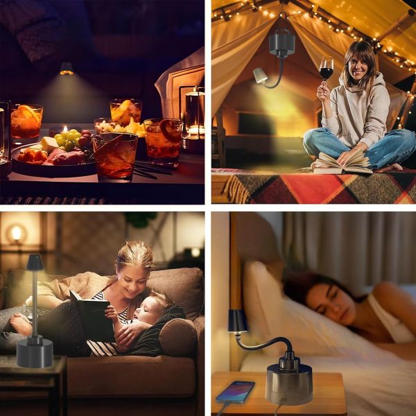 Modern Minimalist Rechargeable Cordless LED Table Lamp With Power Bank Bedside Home Decor