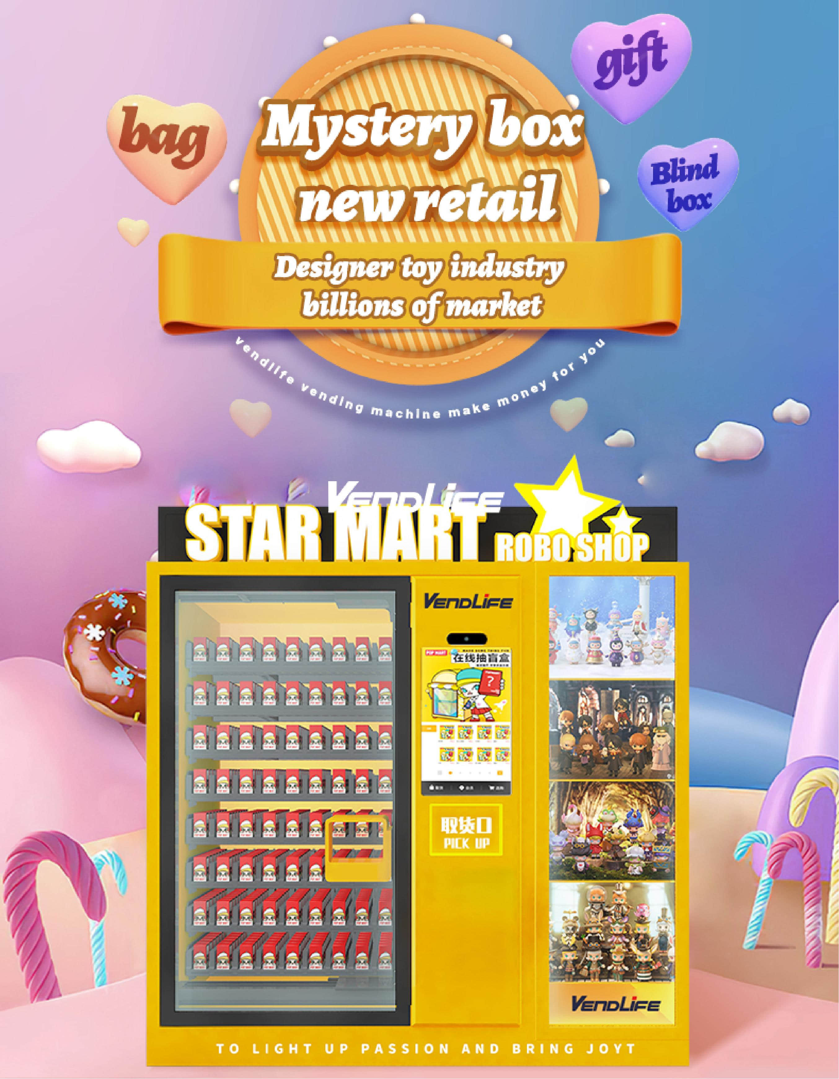 Interactive Mystery Box Vending Machine with Touch Screen, Remote Management and Customizable Display Cabinet for Retail Operators