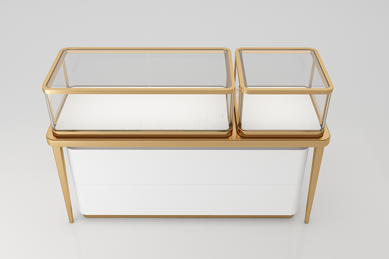 Custom Modern Jewelry Display Furniture, Combined Glass Showcase, Metal Frame, Velvet Liner For Jewelry Boutique
