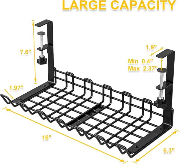 Metal Desk Cord Holder Perfect Solution for Cable Management Under Desk in Living Room