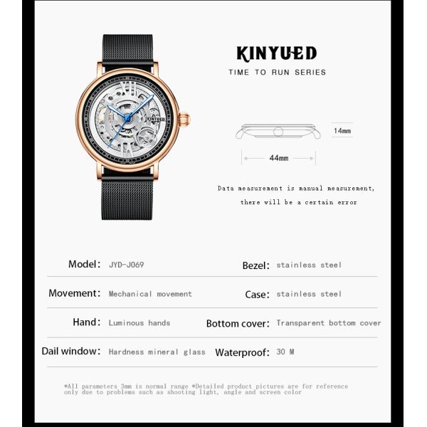 Full Hollow Surface Mechanical Skeleton Watch Couples Stainless Steel Strap