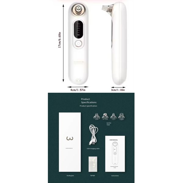 Portable Electric Blackhead Remover Vacuum Rechargeable Facial Pore Cleanser Machine