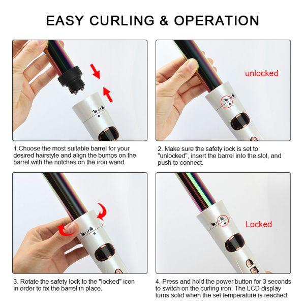 Профессиональная керамическая вращая палочка 3 Curler в 1 заменимом