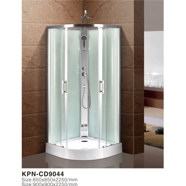 Circle Quadrant Shower Cabin with white acrylic tray chrome aluminium