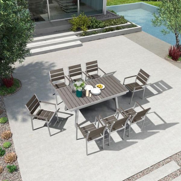 Hotel Garden Dining Furniture Modern All Weather Durable Aluminum Table And Chair Set