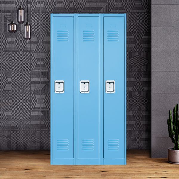 3 Wide Steel Sport Gym Metal Hotel Military Storage Locker For Clothes