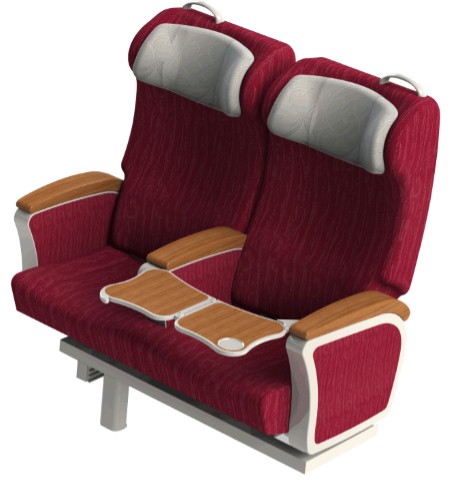 High Speed Railway Passenger Train Interior , Railway Train Seat 800mm Height