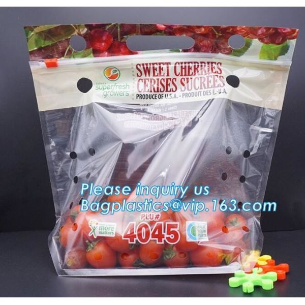vented Printed Fruit Coex Packaging bag, Zip lockk Cherry Tomato Packaging Bags With Holes, fruits and cheeries packaging