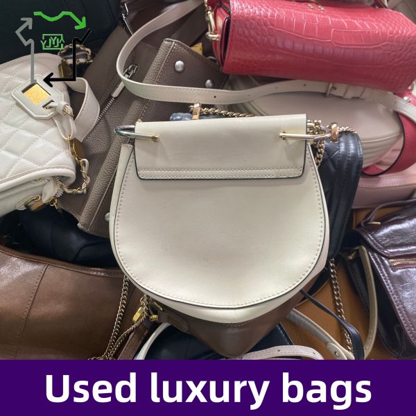 Fashion Leather Used Brand Bags Preloved Thrift Women Hand Bags For Resale