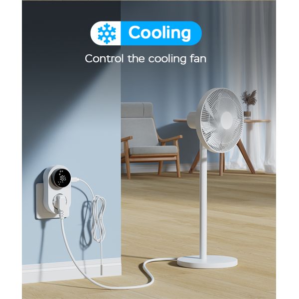 Smart Dual-Mode 16A 100-240V Temperature Controller Alexa/WiFi Connectivity LED Knob Temp Alarm for Power Socket Plug