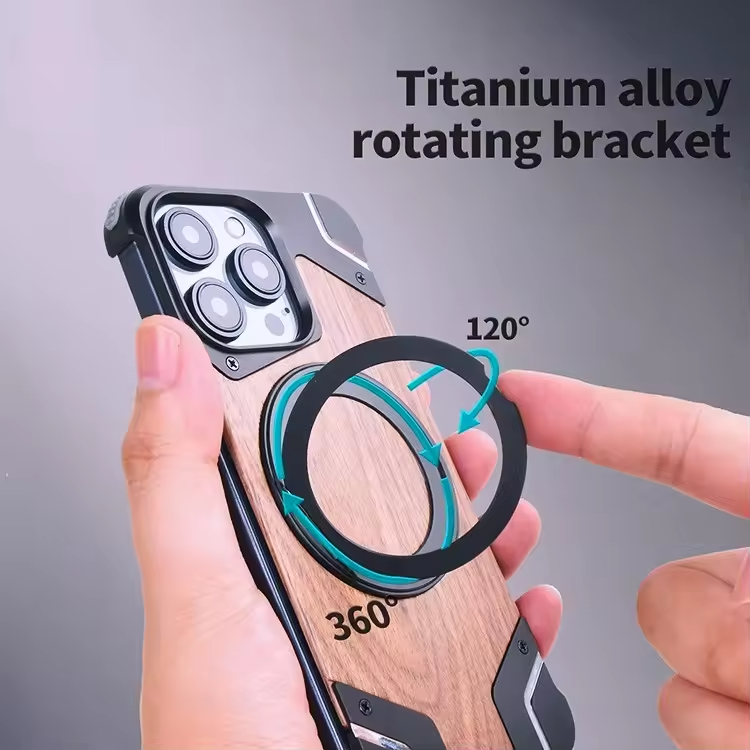 Anti-Fall & Shockproof Zinc Alloy Armor Case Magnetic Ring Stand Holder for iPhone 15 14 Pro Max Anti-Fall Mobile Phone Shell