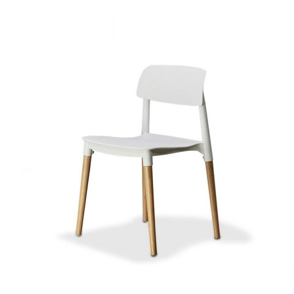 Minimalism White Plastic Dining Chairs With Wooden Legs 71*48*48.5cm