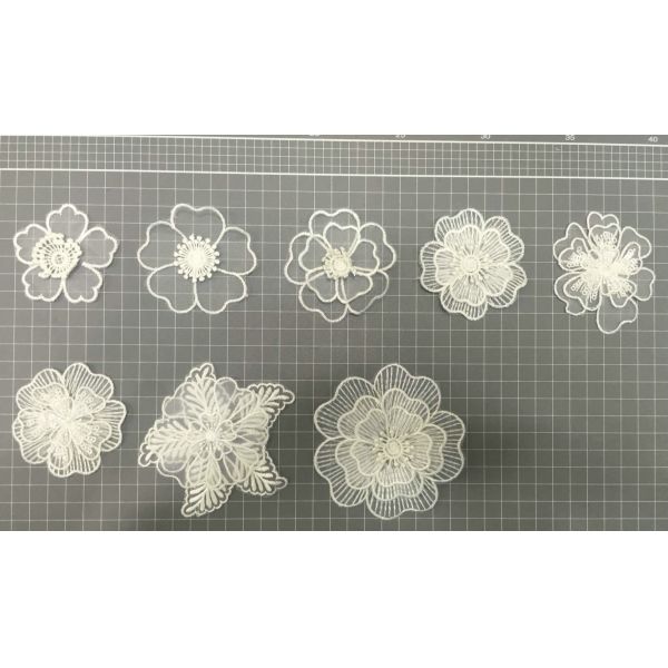 Garment Accessories Embroidery Lace Applique with Cord Ivory Color