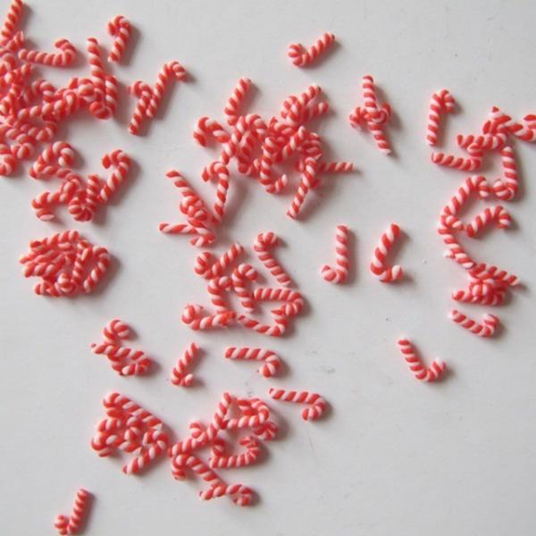 Thousand Choices Offered Candy Cane Shape Glitter Father Christmas Walking Stick Shape for Nail Beauty Products