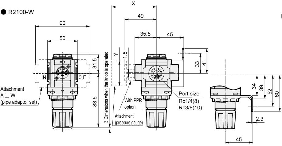 CKD R2100-W G1/8 до 1 обратный блок R1100W R3100W R4100W R6100W R8100W подготовки воздуха регулятора