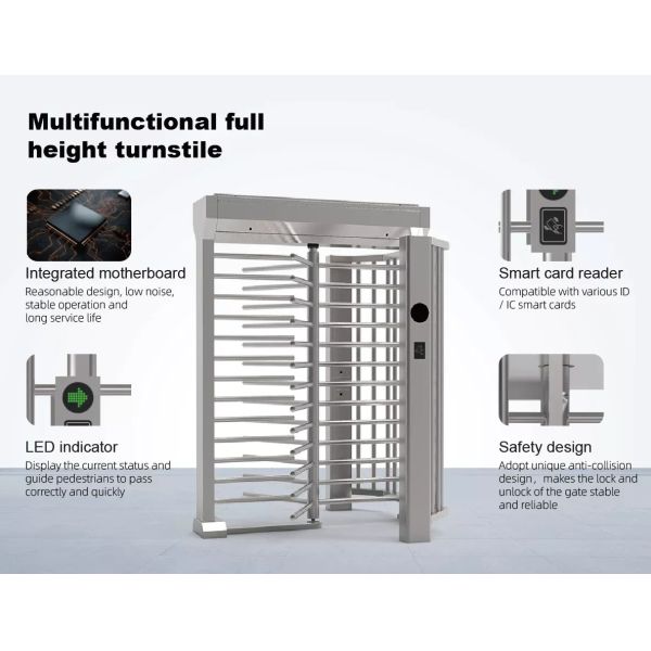 Top Grade Durable Tested Access Control Full Height Turnstile Gate For High-Risk Facilities