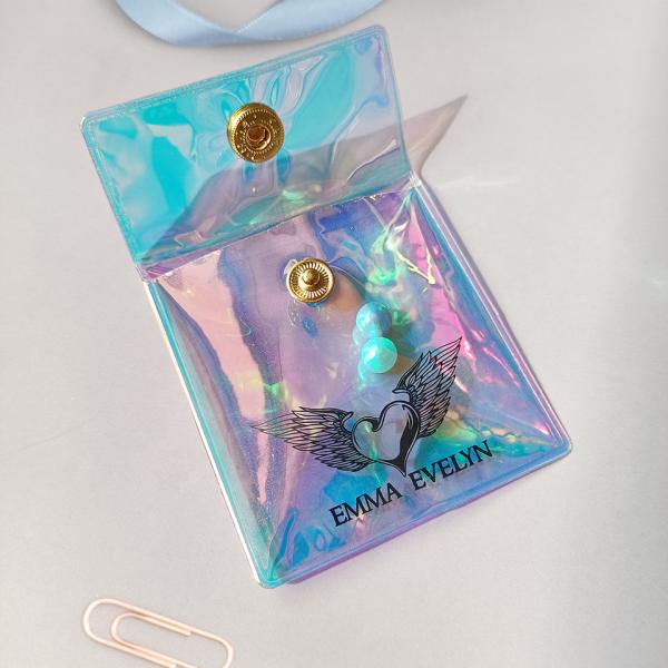 Wholesale Holographic Packing Bag Jewelry Pouch Custom Frosted Zipper Bag For Jewelry