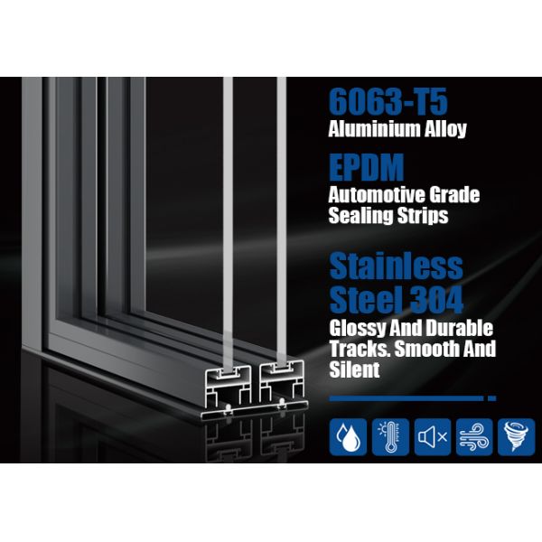 Aluminium Residential Interior Sliding Glass Partition Doors Large Lighting Area