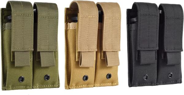 Molle Double Pistol Mag Pouch Single Double Stack Magazine For 9mm/.40 Calibers Glock