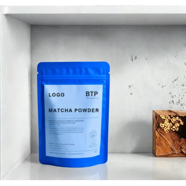 Custom Printed Biodegradable Stand-Up Pouch Resealable Zipper Smell Proof Feature for Packaging Matcha Powder Powder Bags Food