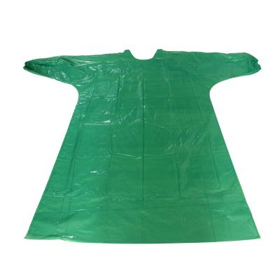78G Medical Isolation Green Disposable PE Surgical Gown With Elastic Cuffs