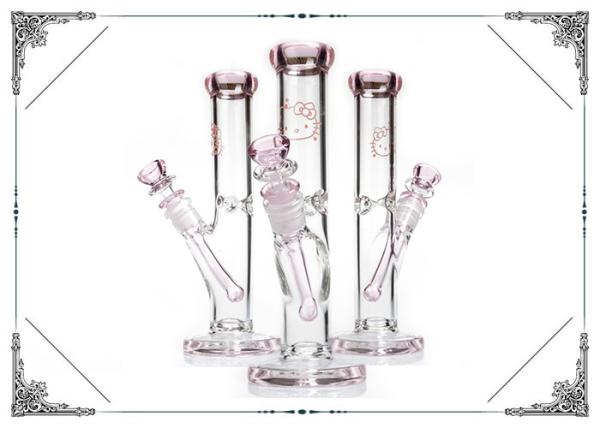 Hello Kitty Glass Water Pipe 10'' Straight Tube Pink Turbine Percolator