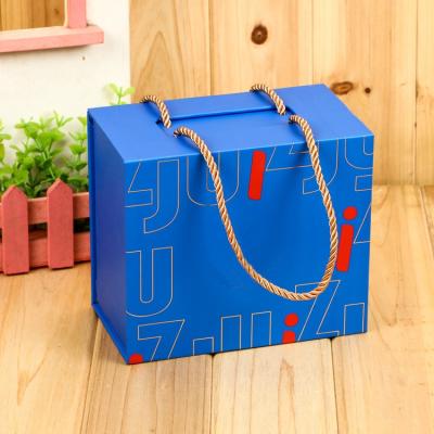 Flap Closure Rigid Gift Packaging Box Book Shaped With Handle Clothing Shoes