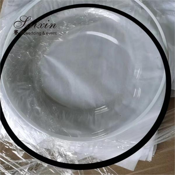 14 Inch 16 Inch  Glass Clear Charger Plates With Black Rim For Wedding Events