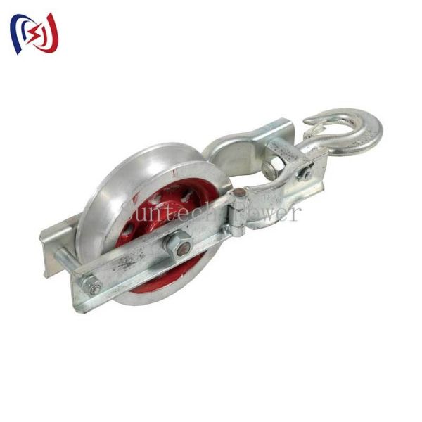 Bloque de polea simple de aleación de aluminio para tendido con polea de 75 mm o 100 mm y vida útil de un año para líneas de transmisión