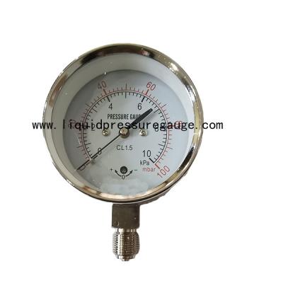 Low Capsule Pressure Vacuum Gauge 600mbar Steel Case  Chromed Connection 1/4'' NPT