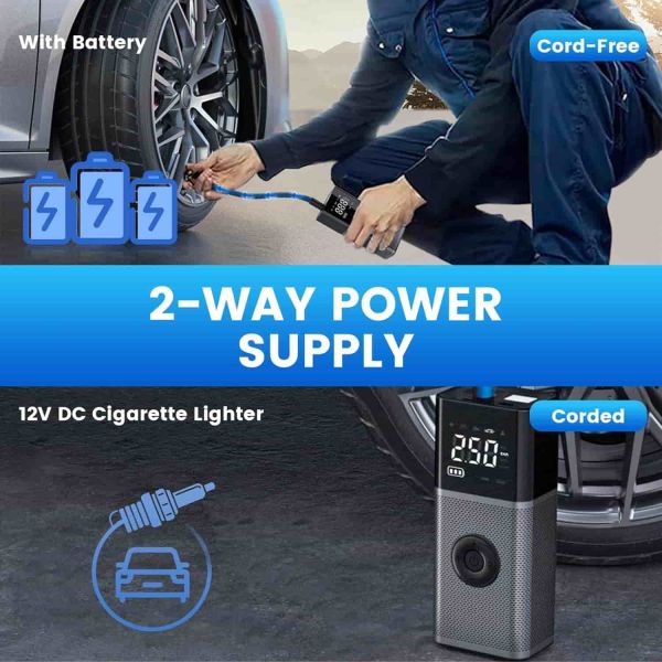 12V 150 PSI Portable Air Compressor For Car Tires 2X Faster Inflation LED Display